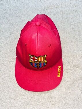 FC Barcelona Red Baseball Cap with Embroidered Crest
